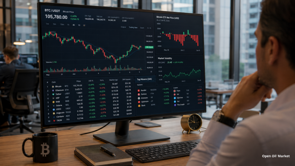 暗号通貨ニュース、2026年6月9日火曜日:ビットコインが市場を維持する間、投資家がETFの流出、ステーブルコイン、およびトップ10のデジタル資産を評価する