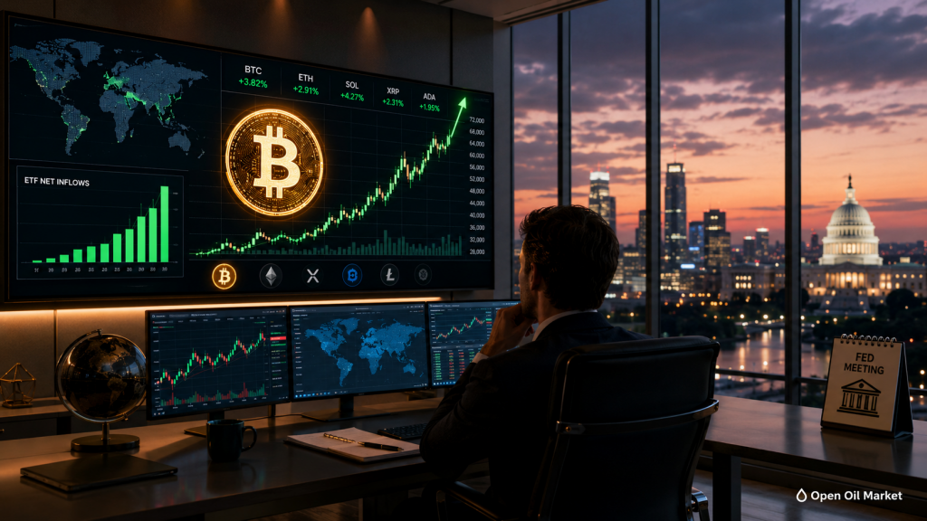 ビットコインはETFフローとFRBの会議への期待の中で上昇, 2026年6月16日のグローバル仮想通貨市場