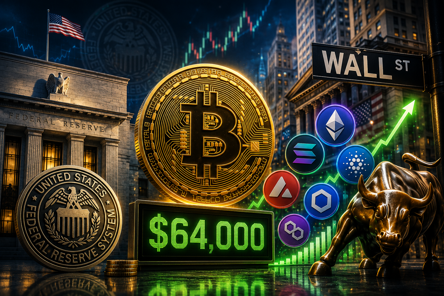 暗号通貨ニュース、2026年7月30日木曜日：市場はFRBの判決を待ち、ビットコインは64,000ドルを保持し、ウォール街がアルトコインに参入