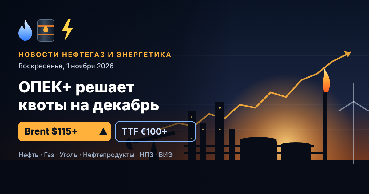 石油ガス・エネルギー業界ニュース — 2026年11月1日（日）：OPECプラスが12月分の生産枠を決定、サウジアラビアの製油所攻撃を受けBrentは115ドル超え
