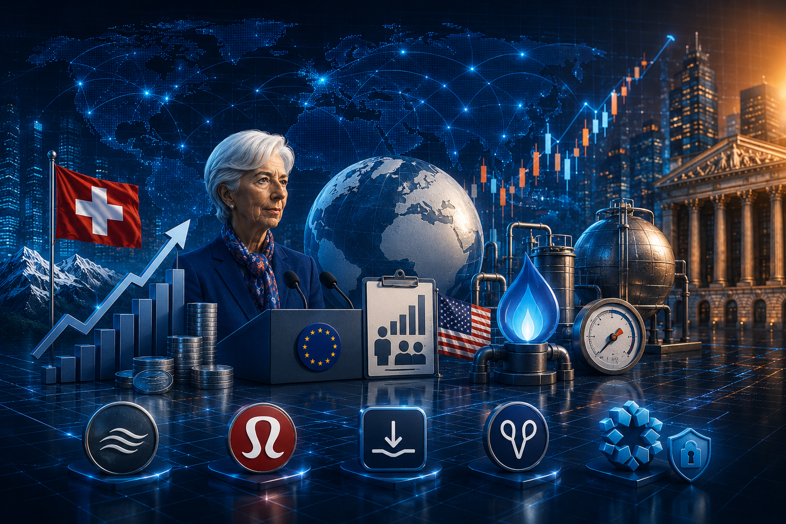 2026年6月4日の経済指標と企業決算：スイスCPI、ラガルド総裁講演、米失業保険申請件数、EIA天然ガス在庫、シエナ、ルルレモン、ドキュサイン、サムサラ、ルブリックの決算