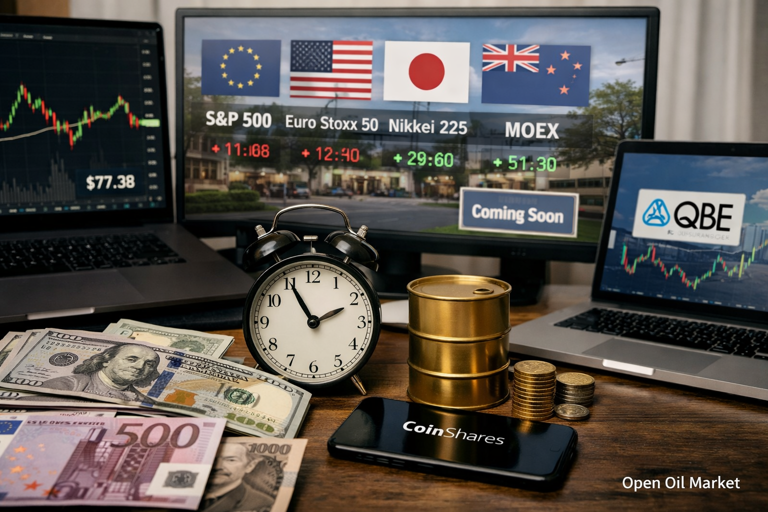 経済イベントと企業報告 — 2026年2月21日 グローバル市場, S&P 500, Euro Stoxx 50, Nikkei 225, MOEX
