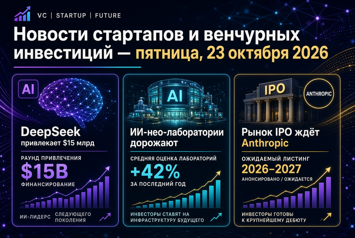 スタートアップとベンチャー投資のニュース — 2026年10月23日金曜日：DeepSeekが155億ドルを調達、AIネオラボが価値を増して、IPO市場がAnthropicを待っています。