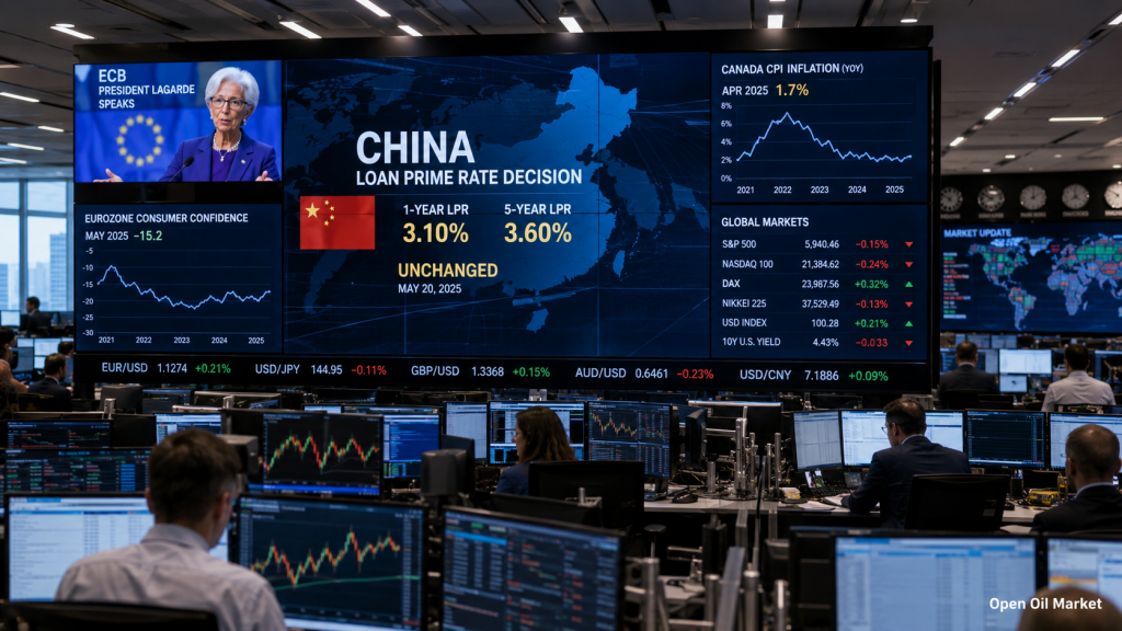 2026年6月22日のためのマクロ経済カレンダーと企業報告：LPR 中国、ラガルドの講演、カナダのCPI、ユーロ圏の消費者信頼感