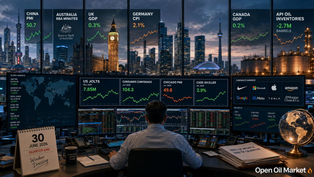 2026年6月30日の経済的イベントと企業の報告：中国PMI、ドイツCPI、アメリカJOLTS、Nikeの報告およびAPI石油在庫