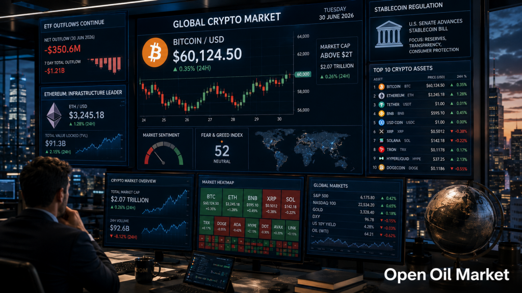 暗号通貨市場 2026年6月30日: Ethereum, Solana, XRP, BNB, USDT, USDCとETF流出